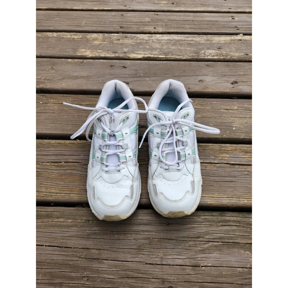 Vionic‎ Walker Sneakers White Teal Leather Orthopedic Walking Shoes Size 9